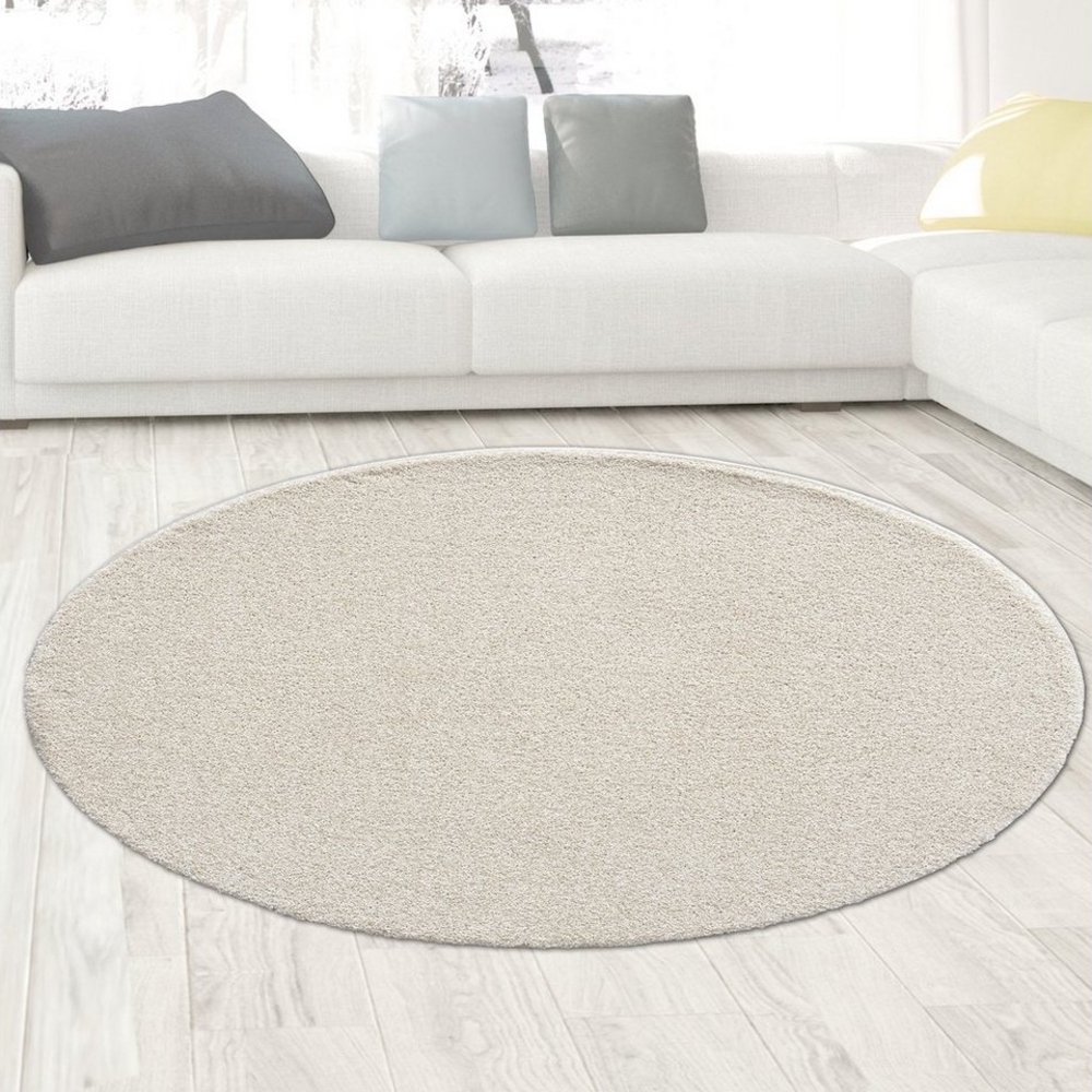 Carpetia Teppich Teppich für Diele & Flur – langlebig – Unifarbe in creme, rund, Höhe: 25 mm Bild 1