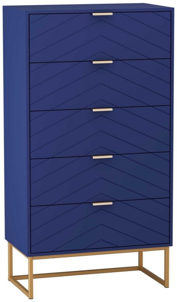 UEV Kommode mit 5 Schubladen Schrank schmal modern schubladenkommode (Sideboard für Wohnzimmer Schlafzimmer Büro Flur, Aufbewahrungsschrank mit Kisppschutz mehrzweckschrank 60cm breit), Mehrzweckschrank Highboard Beistellschrank allzweckschrank Bild 1