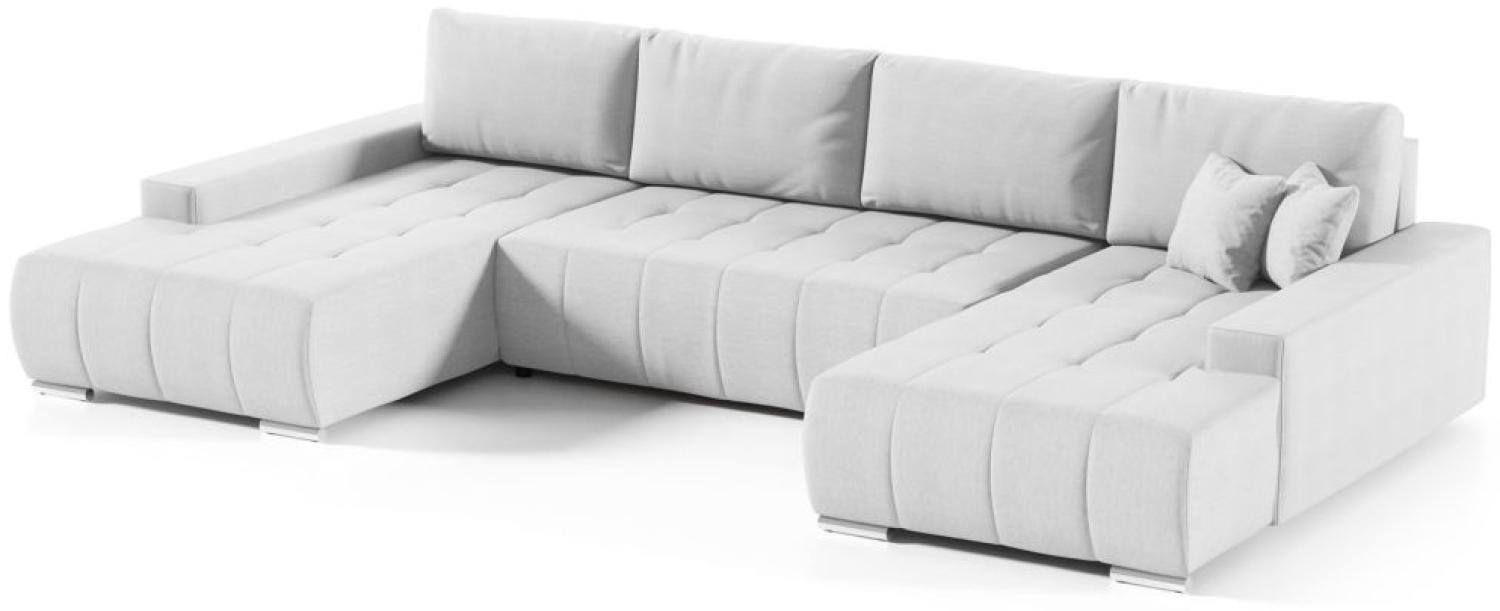 Wohnlandschaft Sofa mit Schlaffunktion VOGAR Stoff Aulla Hellgrau Bild 1