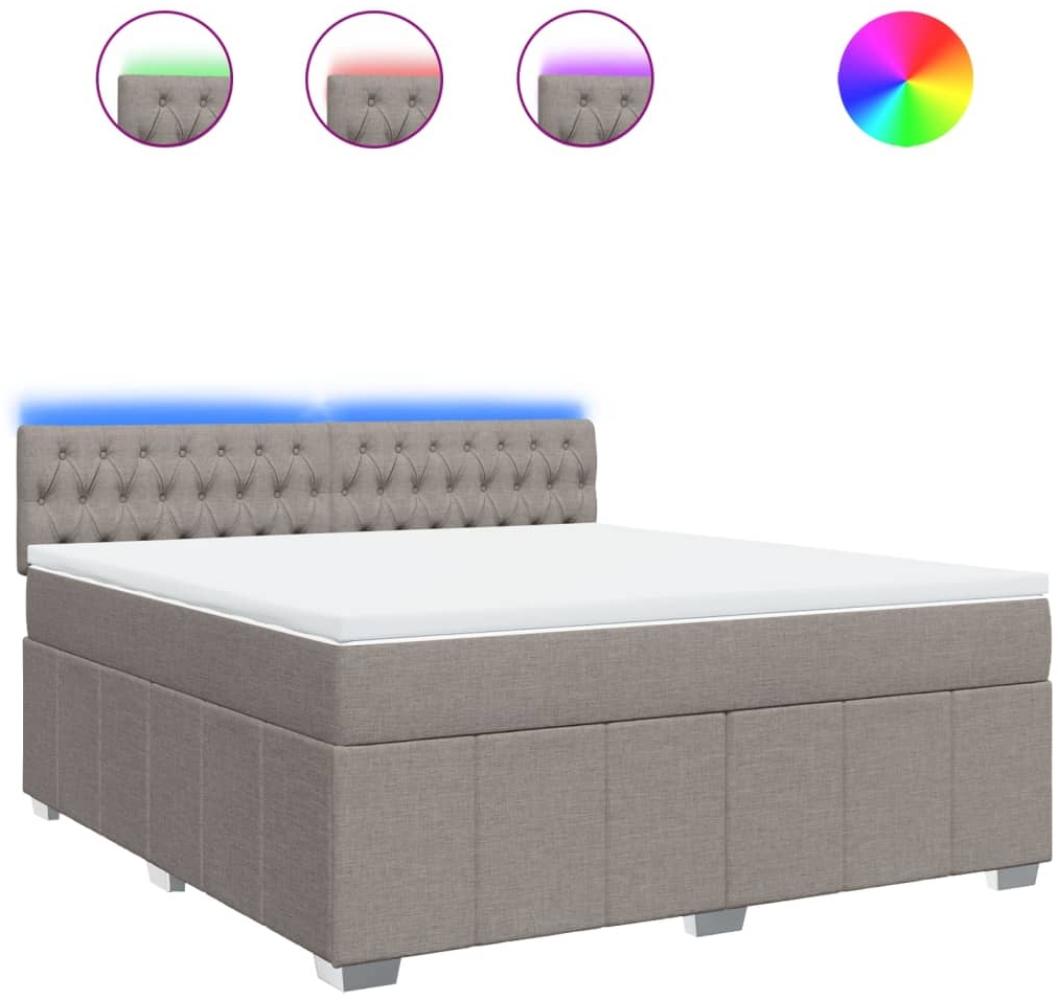vidaXL Boxspringbett mit Matratze Taupe 180x200 cm Stoff 3289458 Bild 1