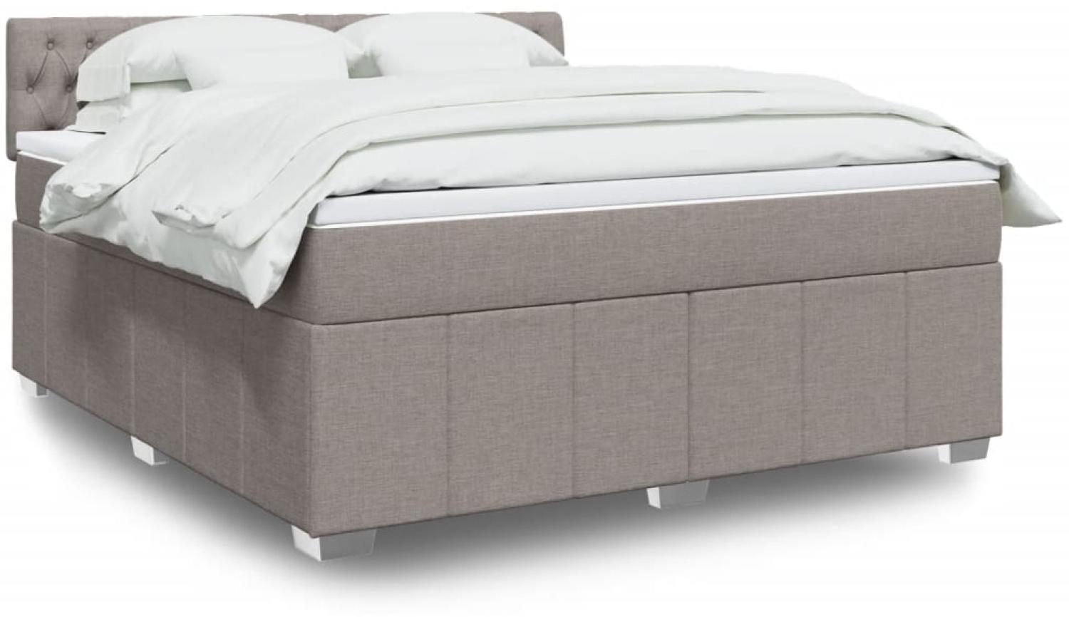 vidaXL Boxspringbett mit Matratze Taupe 180x200 cm Stoff 3289458 Bild 1