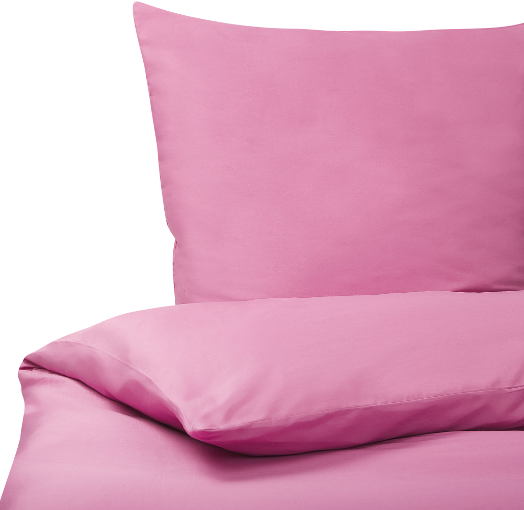 Bettwäsche-Set HARMONRIDGE 220 x 240 cm Baumwoll-Satin Rosa Kein Muster Bild 1