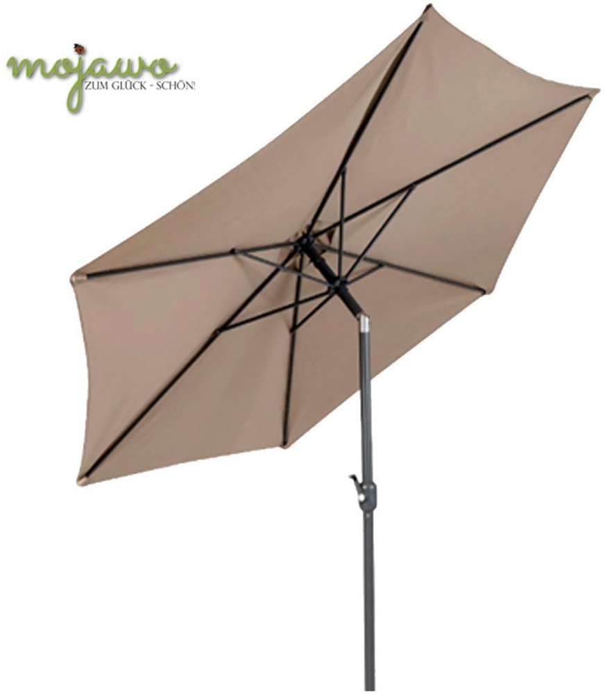 Alu Gartenschirm Ø 3m – Knickbarer Sonnenschirm UV30 Kurbel Beige Bild 1