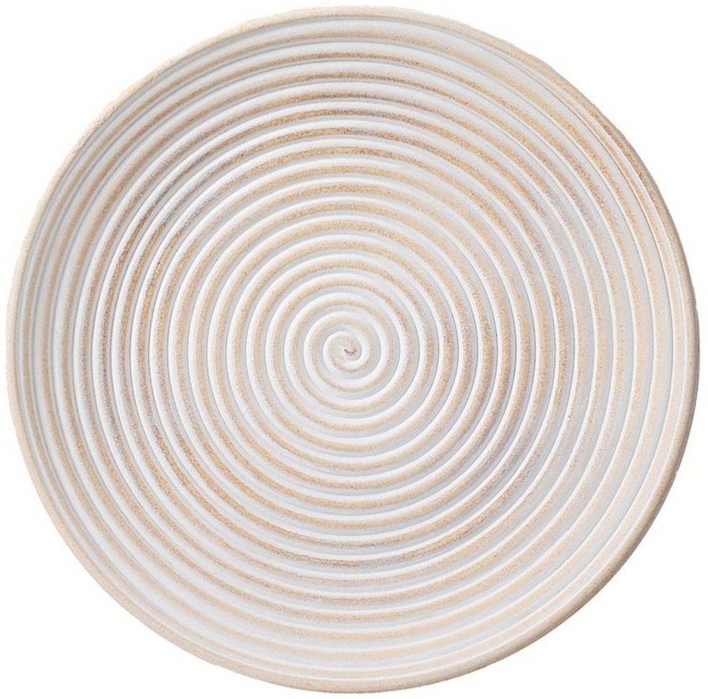 MAGIC by Inge Dekoteller, Dekoteller 35cm Holz mit Spiral Muster - Natur / Weiß Bild 1