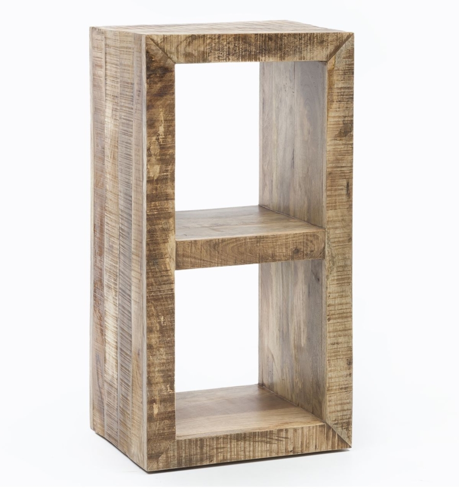 Standregal, Massivholz Mango, 90 x 45 x 35 cm, 2 Böden, Design Holz-Regal, Natur Bild 1