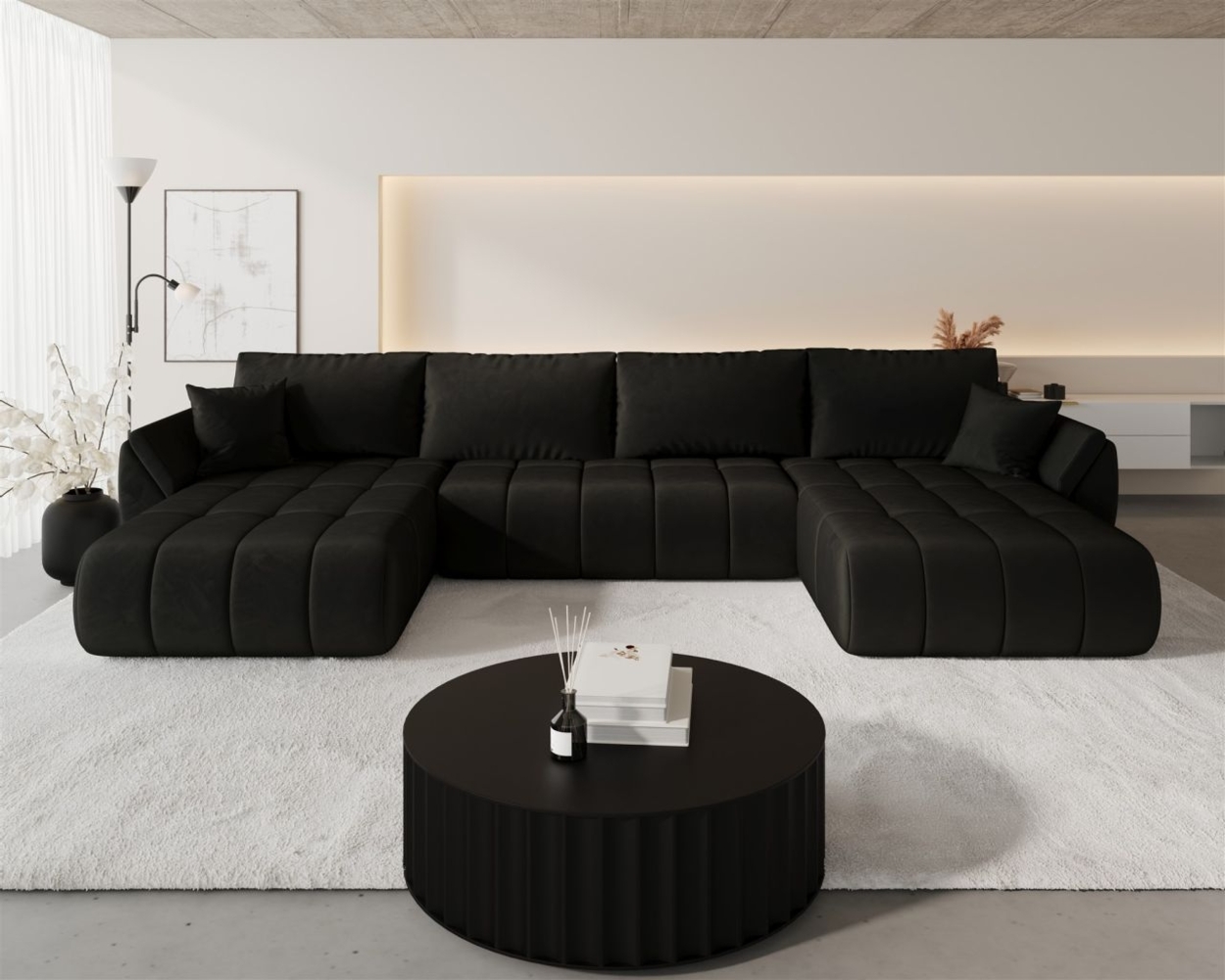 Wohnlandschaft Sofa mit Schlaffunktion MISATO Stoff Monolith Dunkelbraun Bild 1