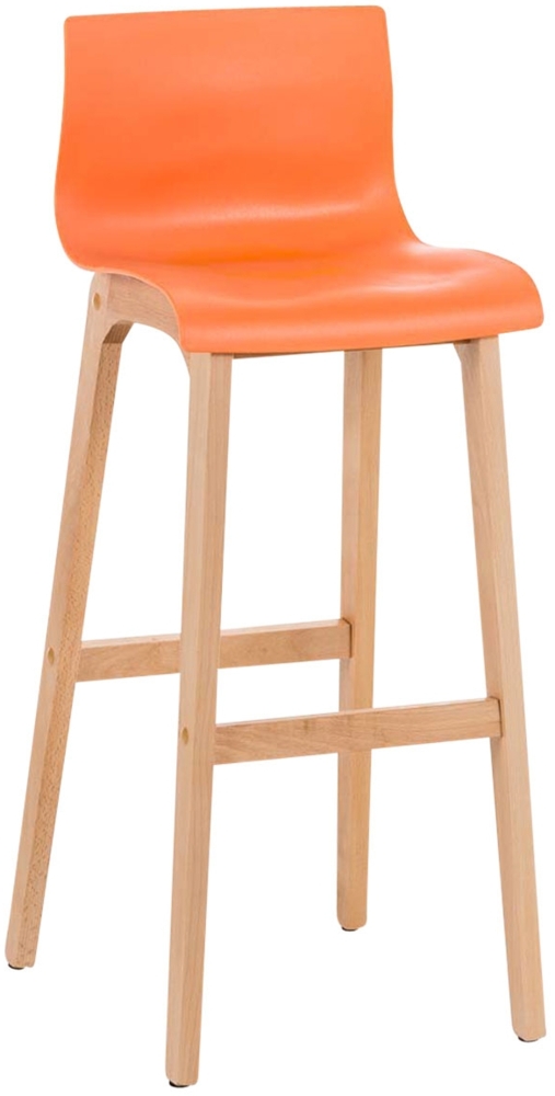 DELUKE® Barhocker DELHI - Orange, Holz Barhocker mit Lehne Barstuhl Tresenhocker Tresenstuhl Kneipenhocker Kneipenstuhl Bild 1