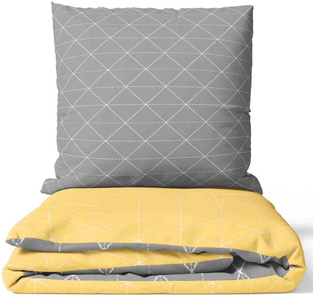 Leonado Vicenti Bettwäsche Baumwolle 135x200, 155x200, 155x220, 200x200, 200x220 oder 240x220, Renforcé, 2 teilig, Wendebettwäsche Rautenmuster mit Reißverschluss Bild 1
