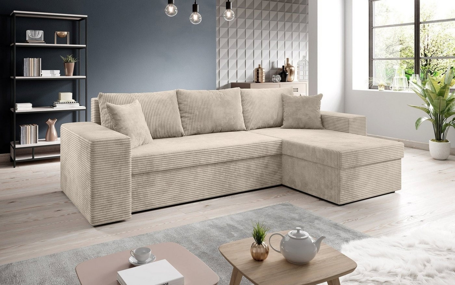 Luxusbetten24 Schlafsofa Designer Sofa Denver, mit Stauraum und Schlaffunktion Bild 1