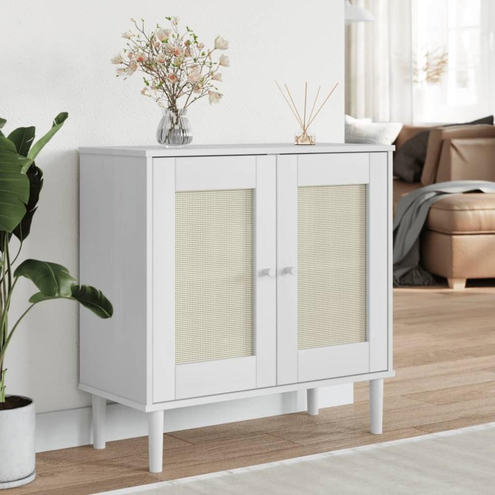 vidaXL Sideboard SENJA Rattan-Optik Weiß 80x35x80 cm Kiefernholz 358032 Bild 1