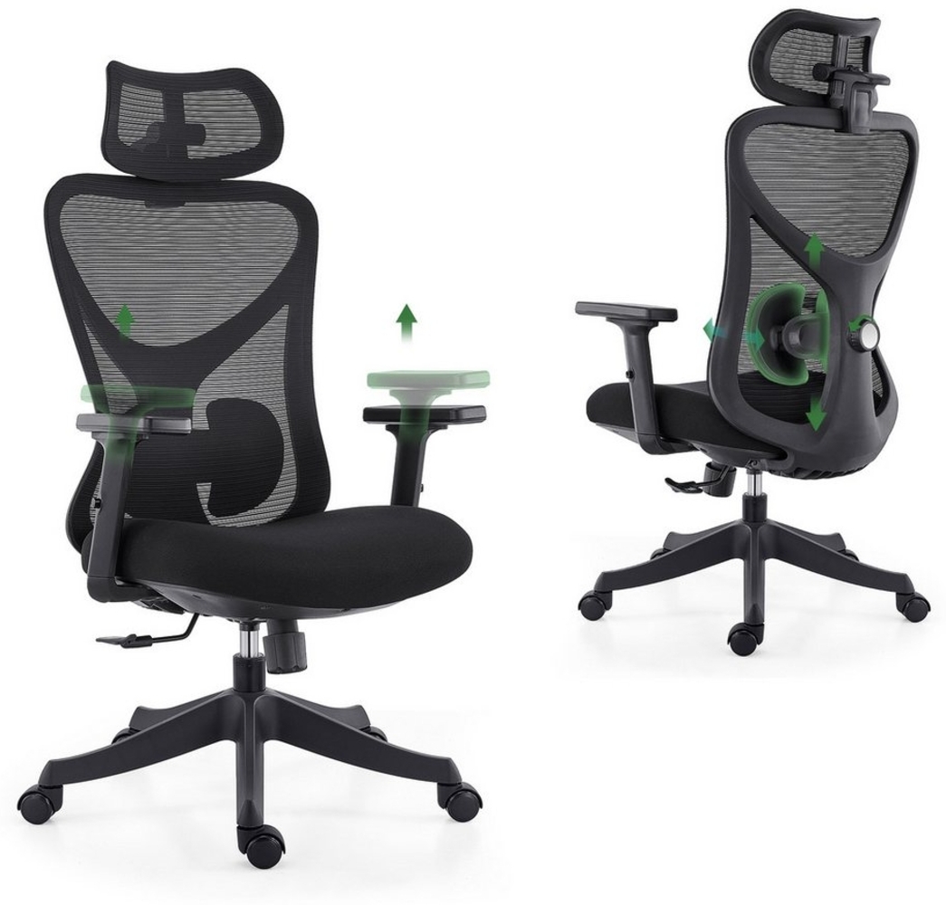 CALIYO Bürostuhl Ergonomisch Schreibtischstuhl, klappbare Armlehnen & Wippe, Schreibtischstuhl Ergonomisch des Maximale Belastung: 150 Kg Bild 1