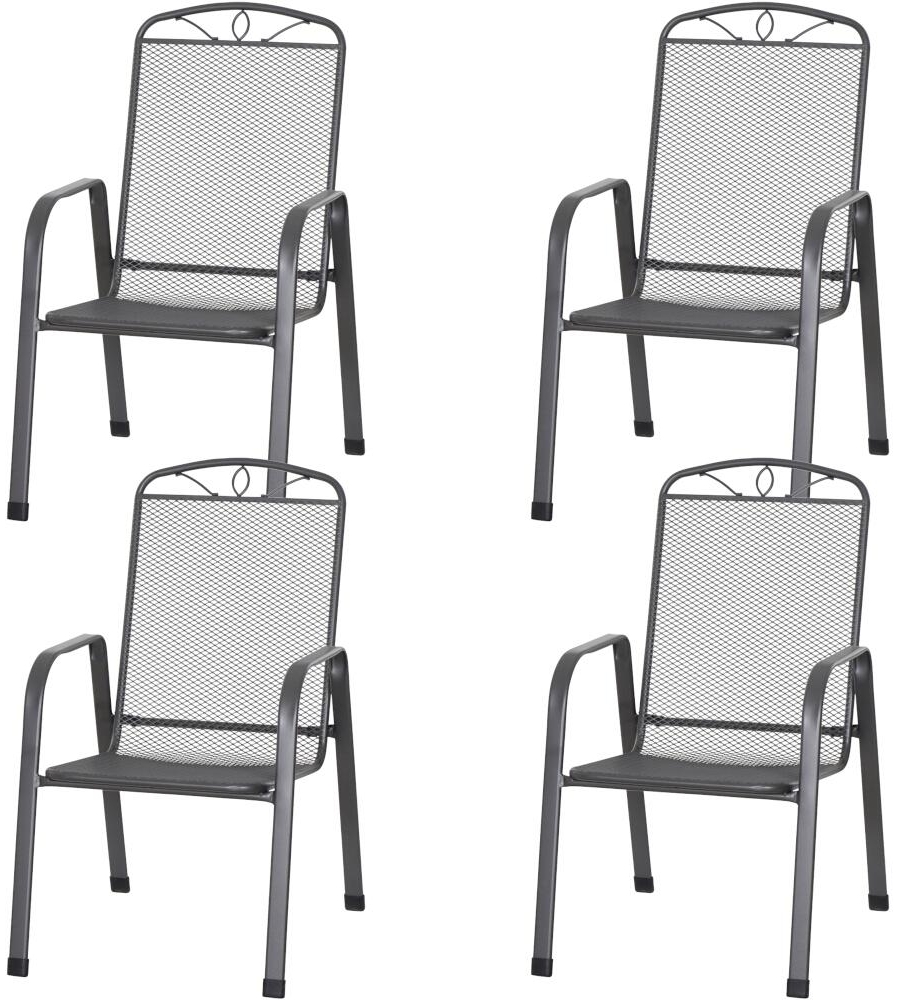 SIENA GARDEN Elda Stapelsessel 4er Set anthrazit aus Streckmetall anthrazit Bild 1