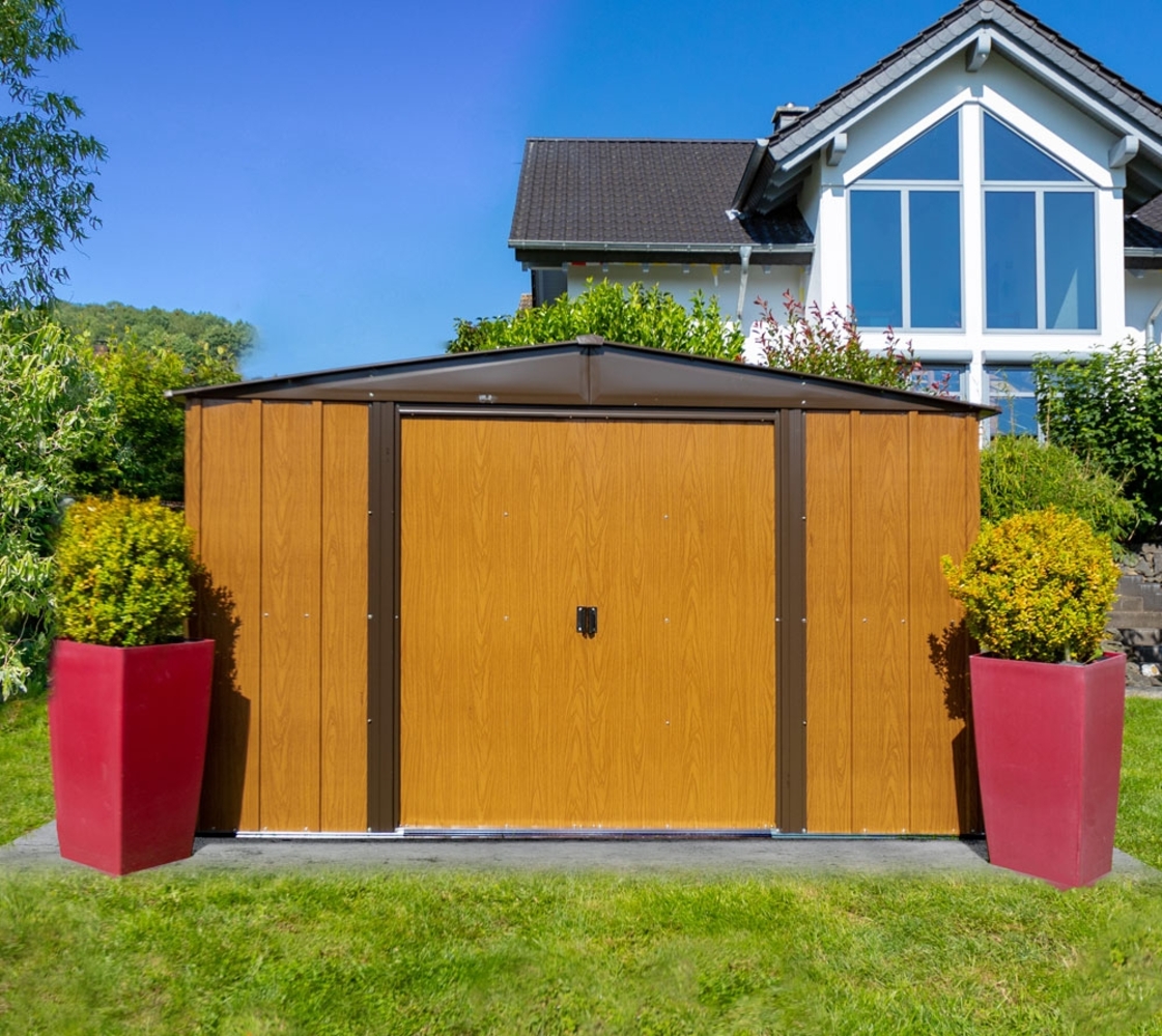 Spacemaker Metall Gerätehaus Woodlake 108 | Braun Bild 1