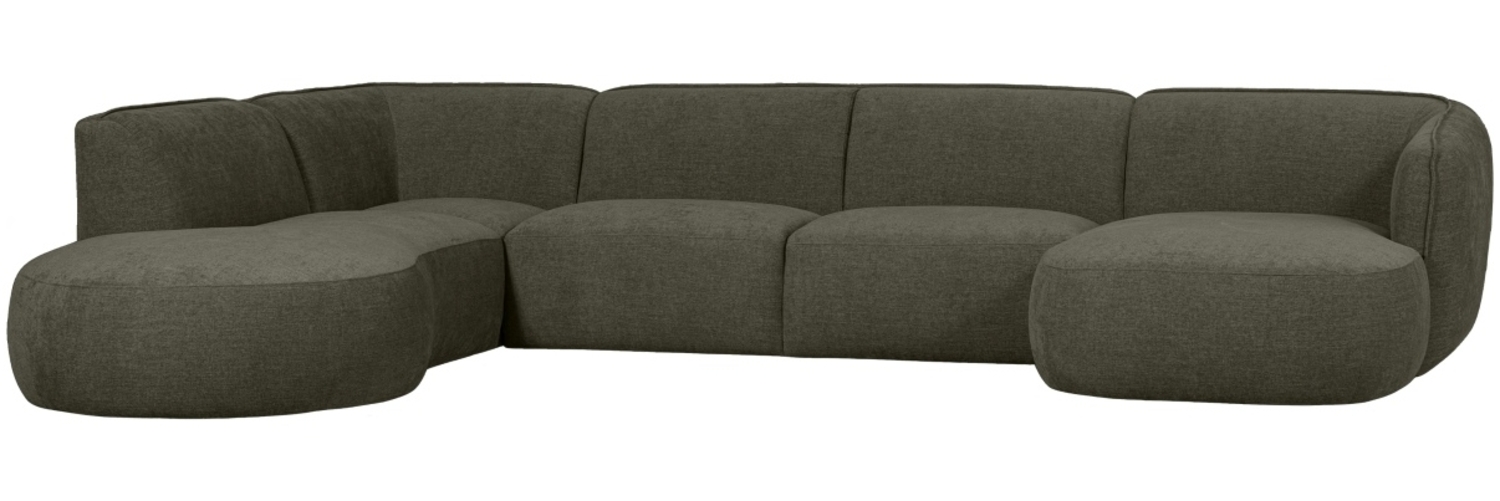 Sofa Polly U-Form aus Webstoff Links, Grün Bild 1