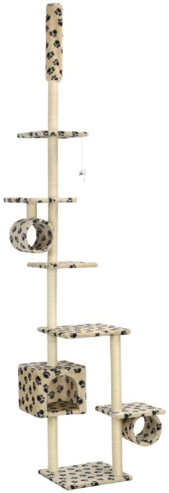vidaXL Katzenbaum mit Sisal-Kratzsäulen 260 cm Beige Pfoten-Muster 170535 Bild 1