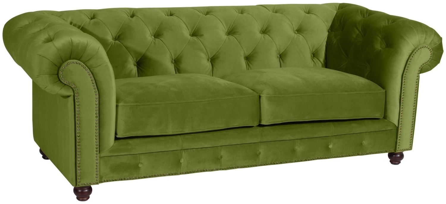 Sofa 2,5-Sitzer Kathe Bezug Samtvelours Buche nussbaum dunkel / oliv 22496 Bild 1