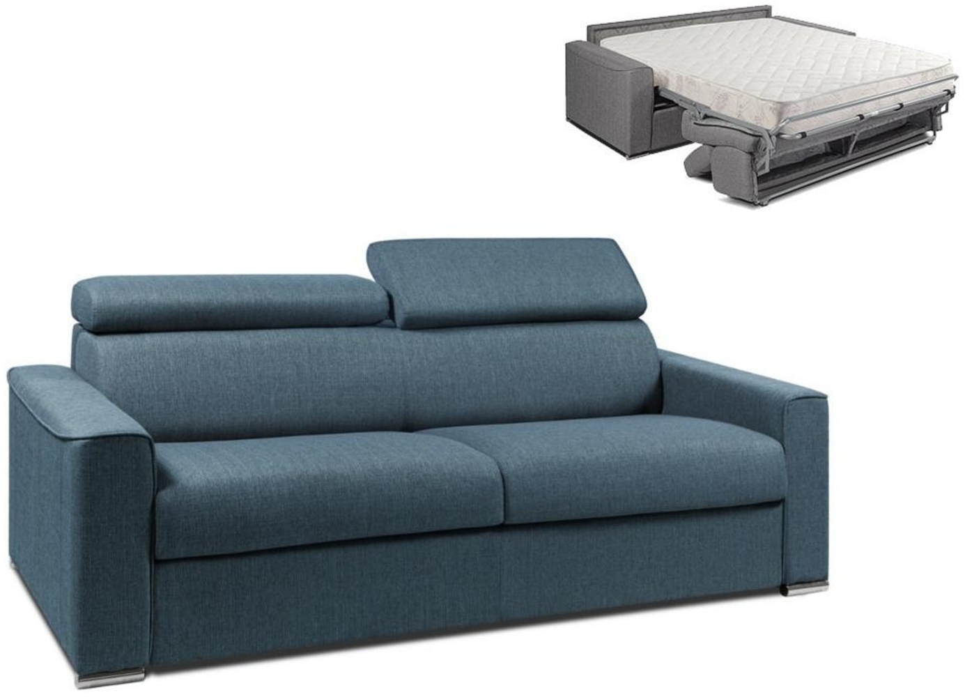 Schlafsofa 4-Sitzer Stoff VIZIR - Blau - Liegefläche: 160 cm - Matratzenhöhe: 18 cm Bild 1