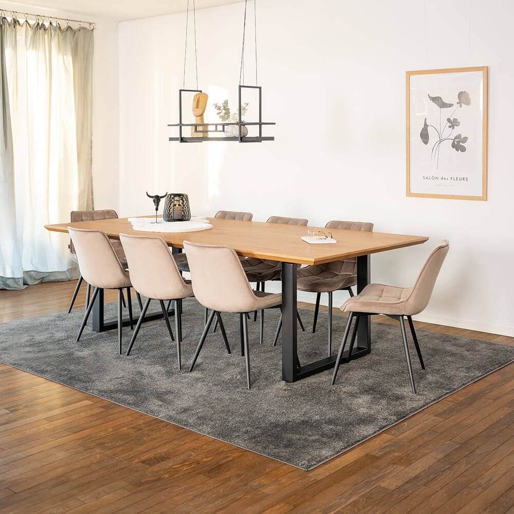 HOME DELUXE Essgruppe Eckig AVENCIA inkl. U-Fuß - 240 x 120 cm Light Oak 8 Stühle Hellbraun Bild 1