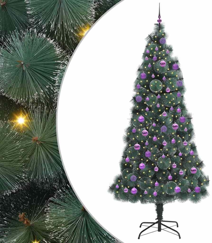 vidaXL Künstlicher vorbeleuchteter Weihnachtsbaum mit Kugelset 240 cm 3396196 Bild 1