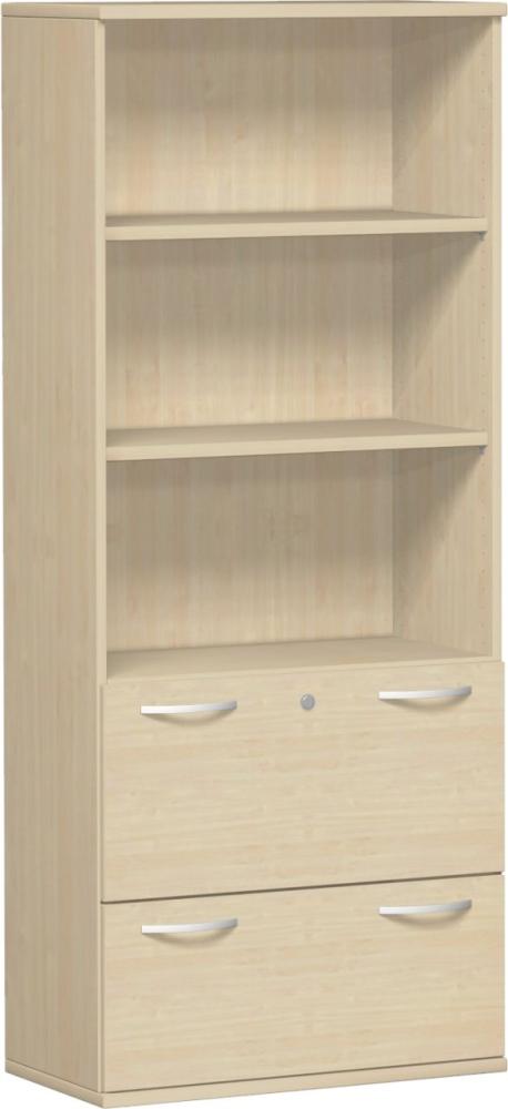 Modulschrank 1. + 2. OH Hängeregistratur, 3. - 5. OH Regal, 80x42x192cm, Ahorn Bild 1