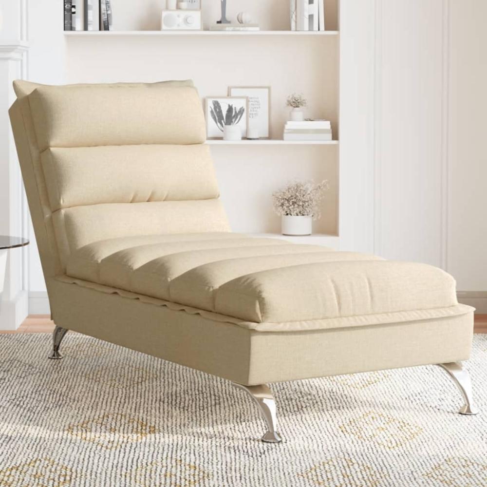 vidaXL Chaiselongue mit Kissen Creme Stoff 379473 Bild 1