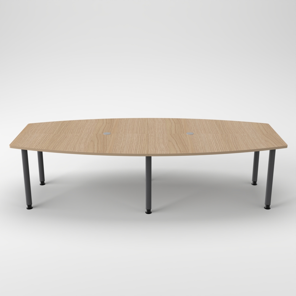 Rheinland Möbel Konferenztisch KONTI 280x130 cm – ovaler Besprechungstisch in Eiche mit graphitfarbenen Rundrohrfüßen & 2 Kabelauslässen, erweiterbarer Meetingtisch für 8–10 Personen, moderner XXL-Tisch fürs Büro Bild 1