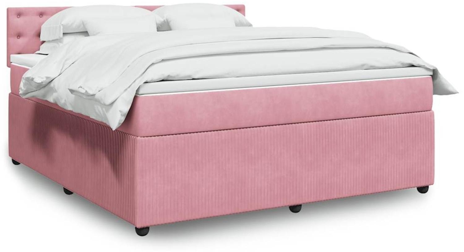 vidaXL Boxspringbett mit Matratze Rosa 180x200 cm Samt 3290123 Bild 1