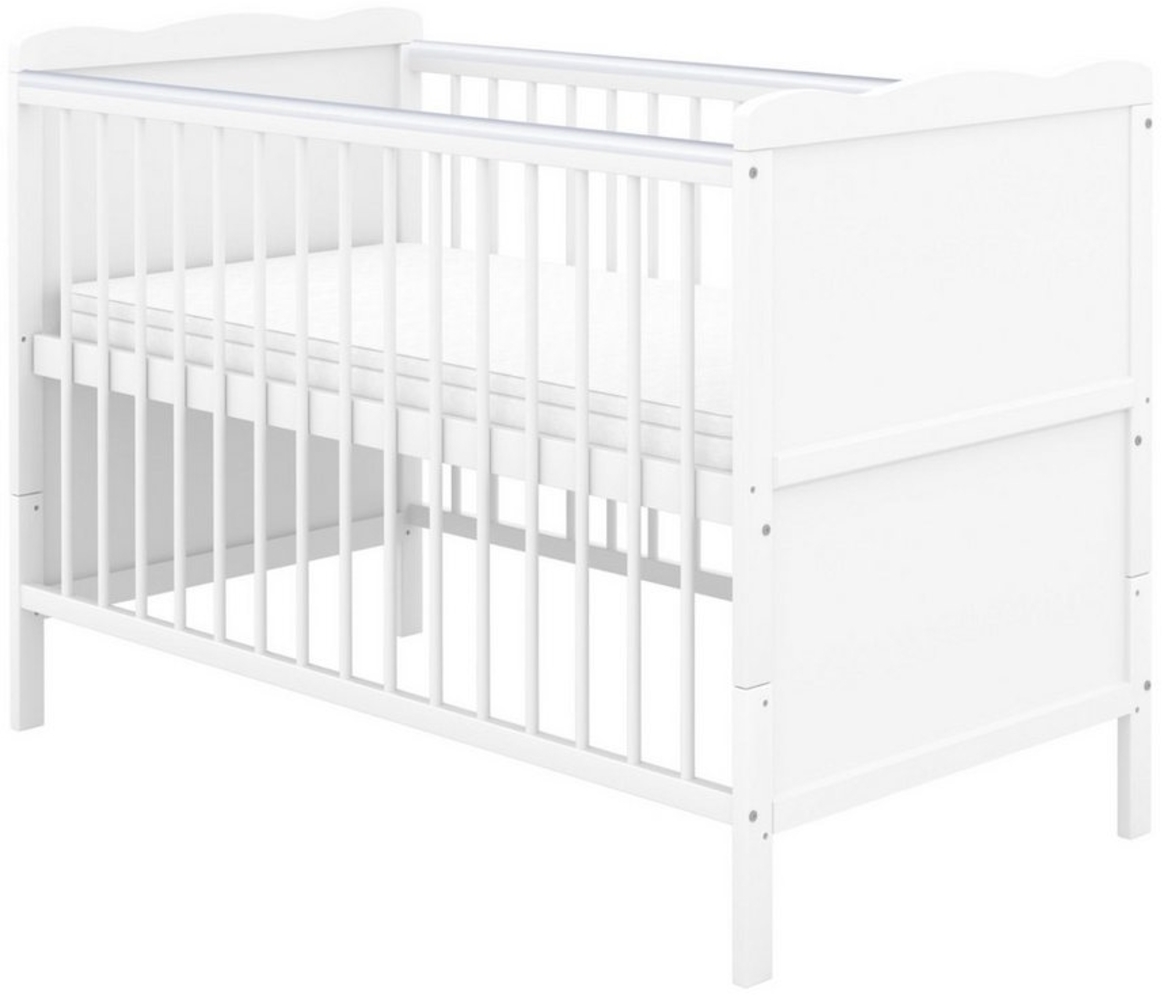 Baby-Delux Babybett Max, Kinderbett 60x120 cm weiß höhenverstellbar mit Beißschienen Matratze Bild 1
