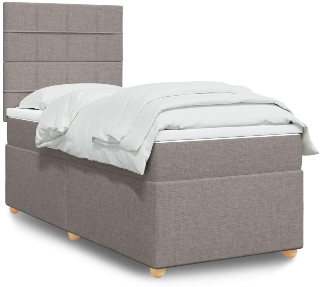 vidaXL Boxspringbett mit Matratze Taupe 100x200 cm Stoff 3293495 Bild 1