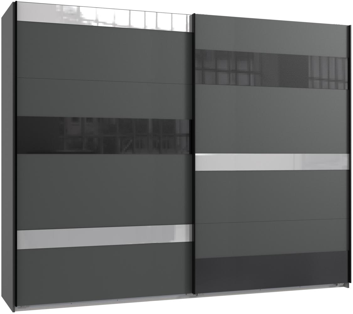 Schwebetürenschrank >MONACO< (BxH: 270x210 cm) GRAPHIT, GLAS SCHWARZ GLAS GREY Bild 1