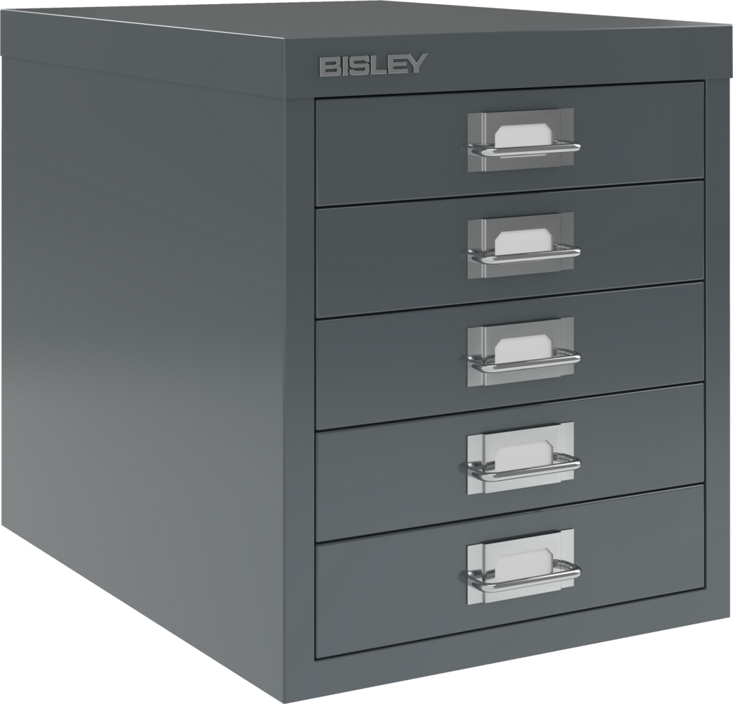 BISLEY Schubladenschrank aus Metall für DIN A4 in anthrazitgrau Schrank mit 5 Schubladen Büroschrank Werkzeugschrank, L125-634 Bild 1