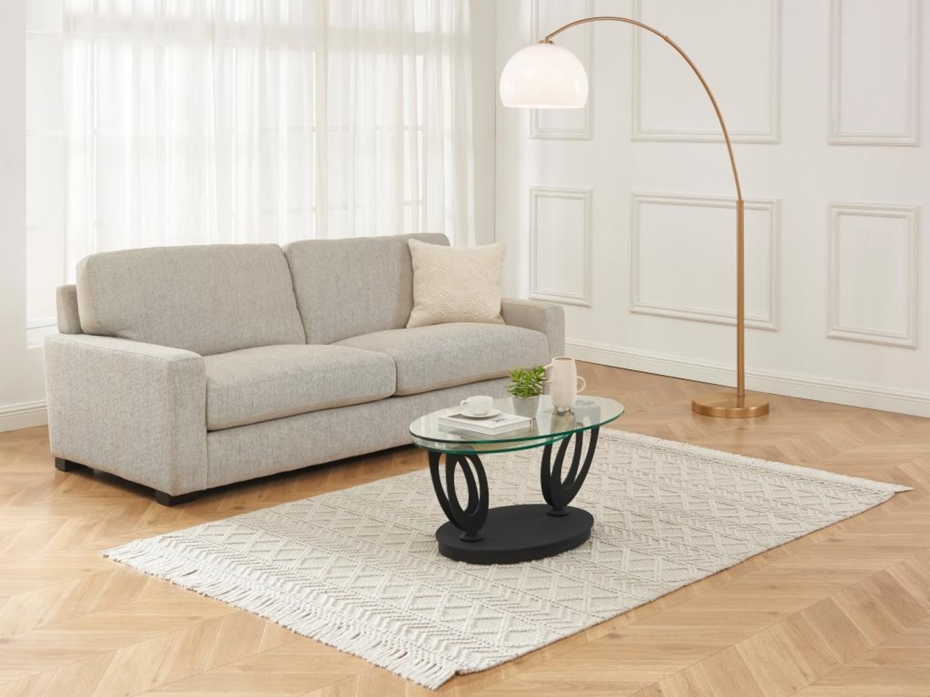 Vente-unique - Couchtisch mit drehbaren Tischplatten - Sicherheitsglas & Metall - Transparent & Schwarz - MAYANI von Maison Céphy Bild 1