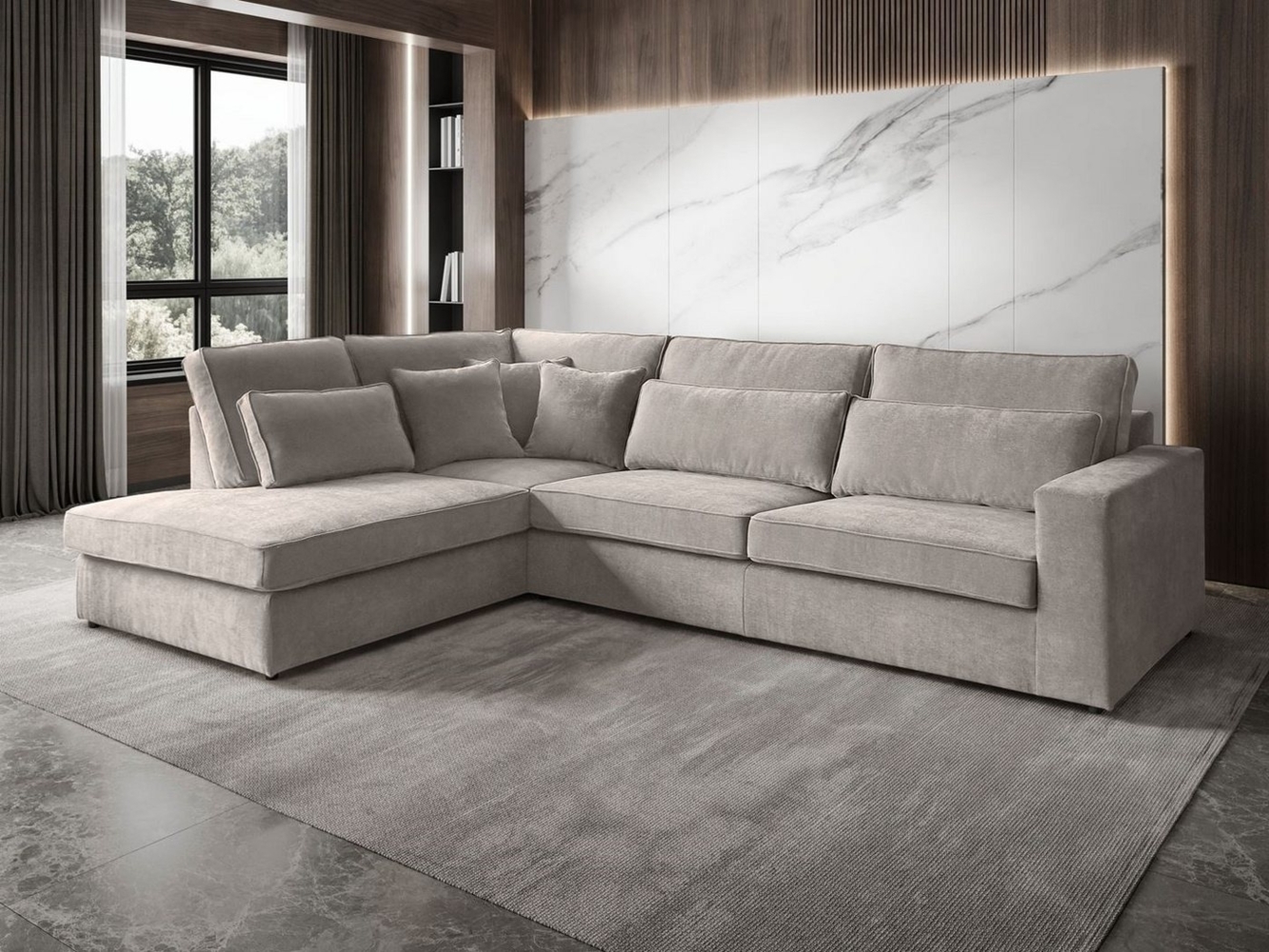 Beautysofa Ecksofa mit dekorativen Kissen PARMA, im modernes Design, klassische Polsterecke inklusive Wellenfedern Bild 1