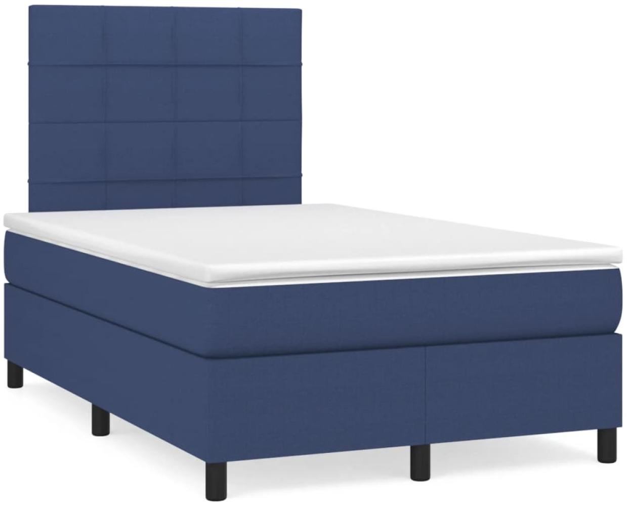 vidaXL Boxspringbett mit Matratze & LED Blau 120x190 cm Stoff 3270203 Bild 1