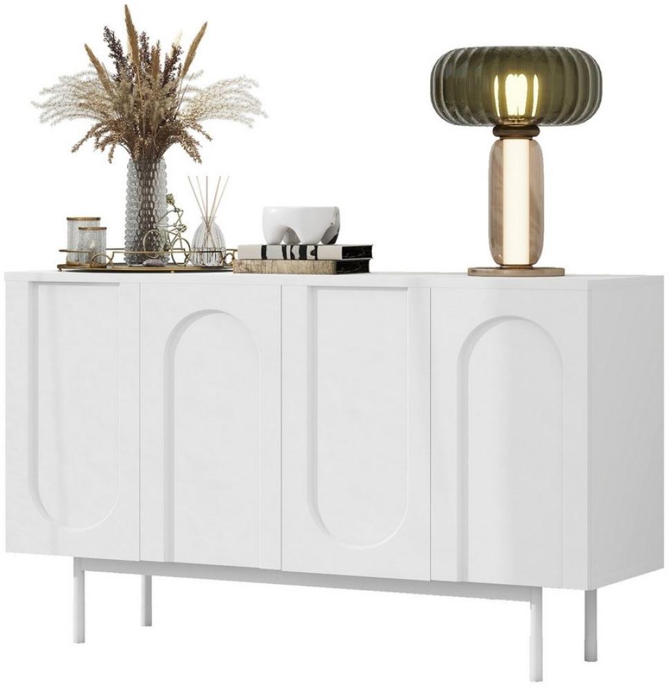 OKWISH Sideboard Küchenschrank Anrichte, mit 4 Türen im Bogenmuster (Modern minimalistisches, für Esszimmer und Wohnzimmer) Bild 1