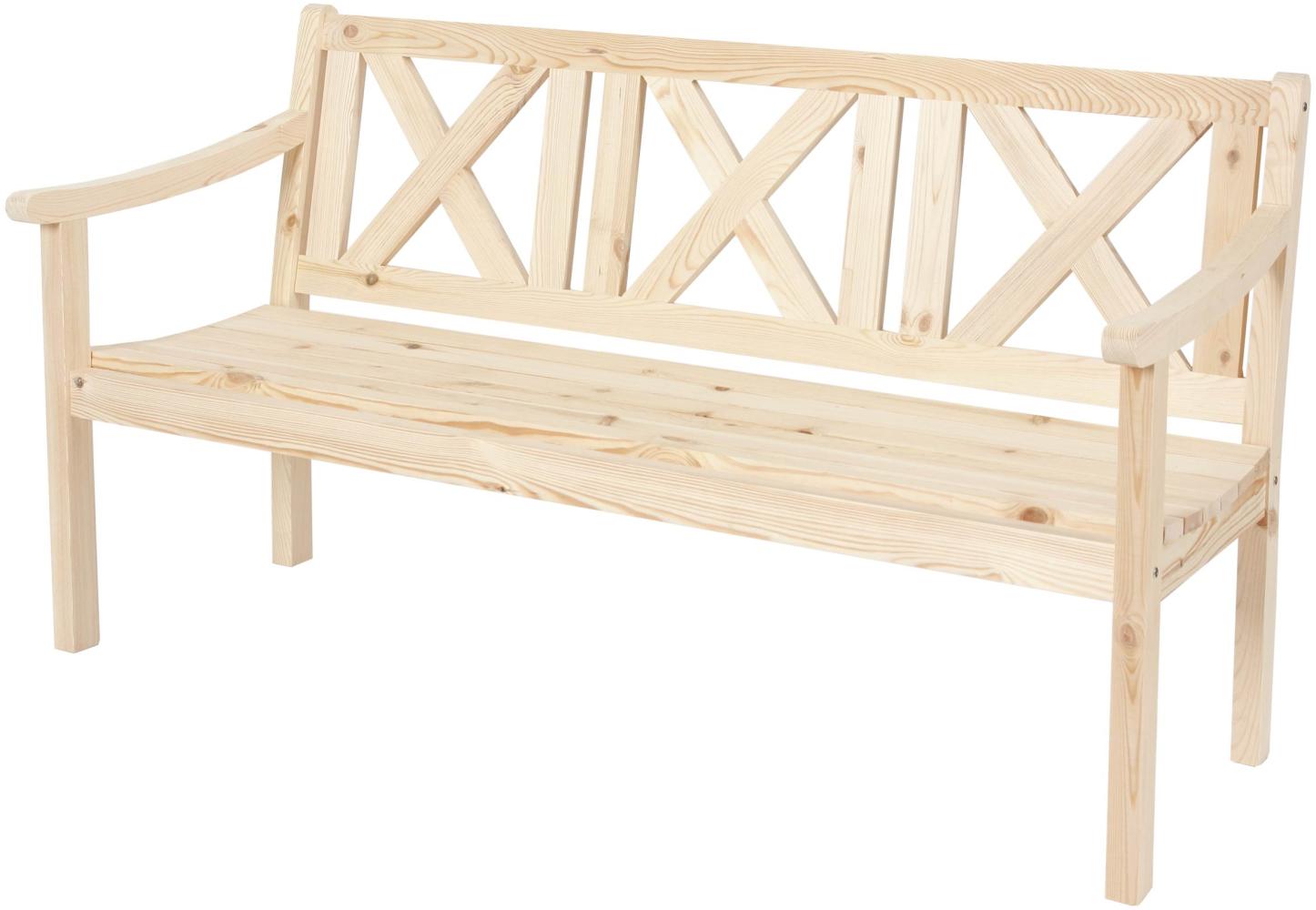 Gartenbank Kopenhagen, Sitzbank Parkbank Holzbank, 3-Sitzer Gastronomie-Qualität Massiv-Holz 160cm ~ natur Bild 1