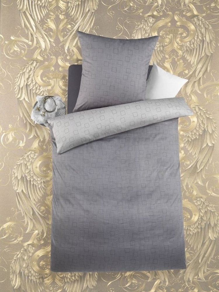 Optidream Mako Satin Bettwäsche 135x200 cm Bettbezug 135x200 cm Kopfkissenbezug 80x80 cm Wende grau Bild 1