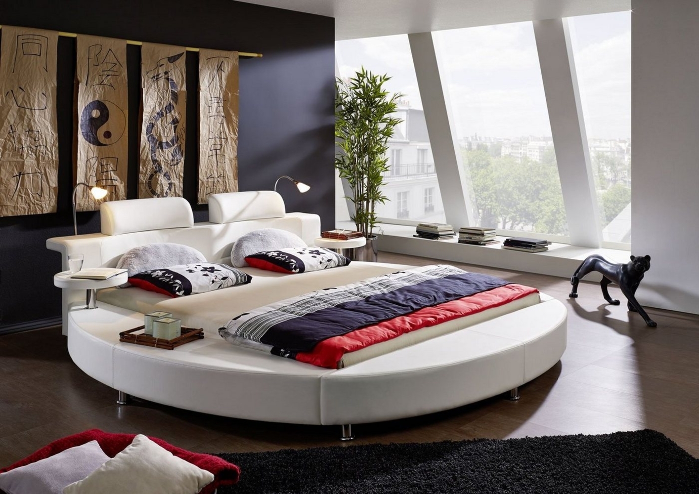 SAM® Rundbett Classico, Rundbett Doppelbett 180 x 200 cm 2 Leselampen Weiß Classico Bild 1