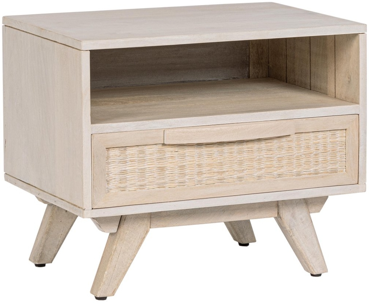 Nachttisch Sahana aus Mangoholz, Beige, 55 x 35 x 45 cm Bild 1