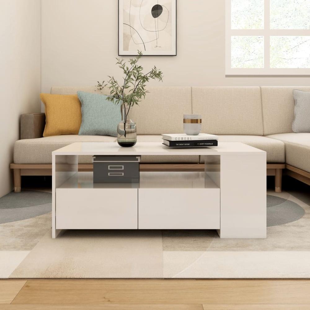 vidaXL Couchtisch Hochglanz-Weiß 102x55x42 cm Holzwerkstoff 810923 Bild 1