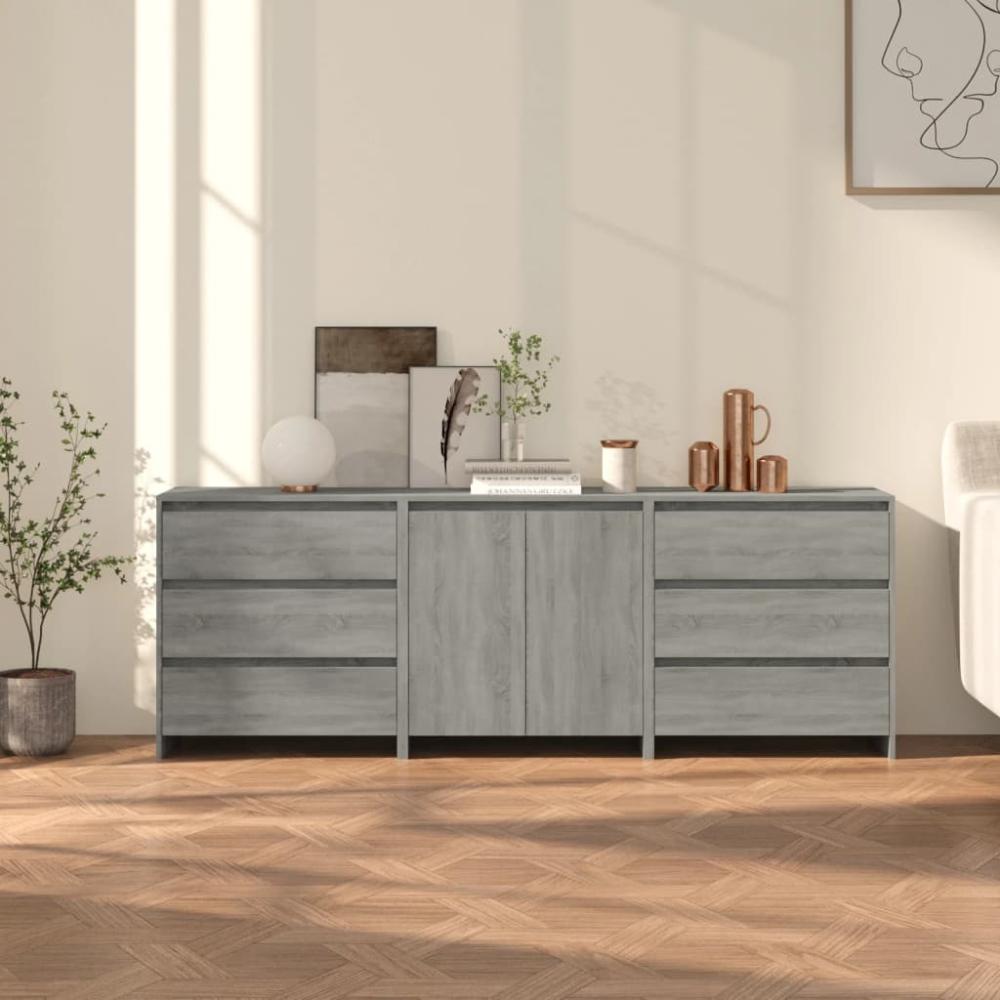 vidaXL 3-tlg. Sideboard Grau Sonoma Holzwerkstoff [3098071] Bild 1