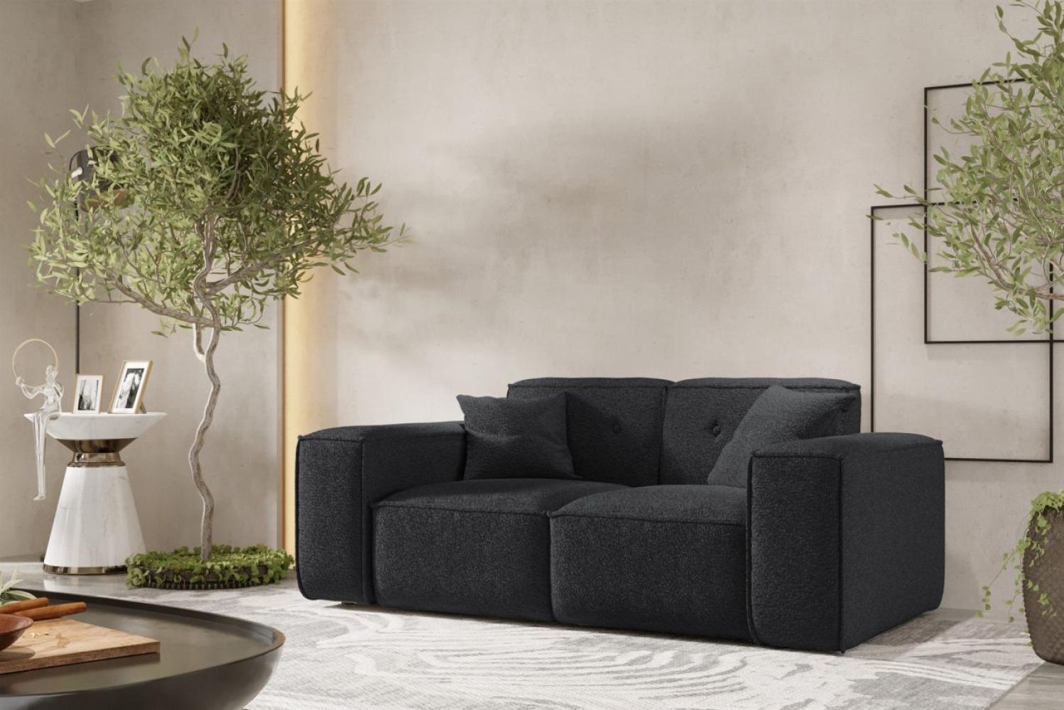 Sofa Designersofa CESINA 2-Sitzer in Stoff Ascot Bukla Schwarz Bild 1