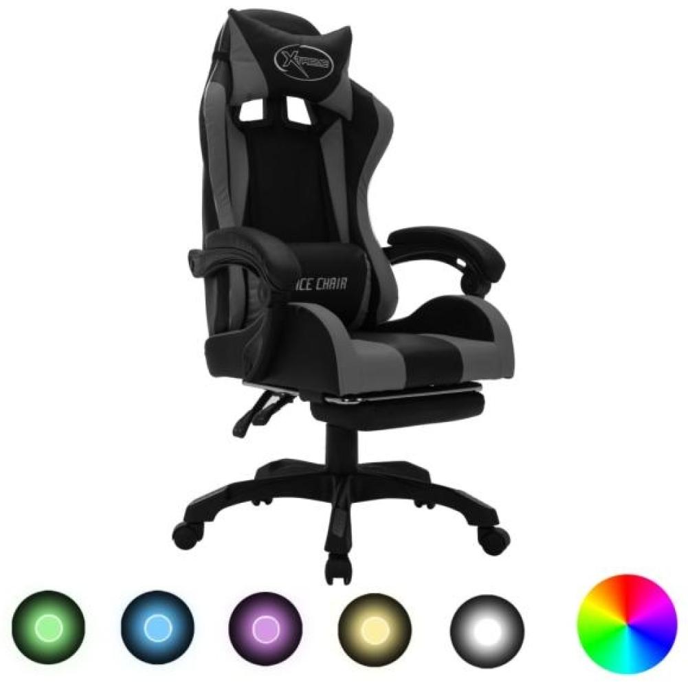 vidaXL Gaming-Stuhl mit RGB LED-Leuchten Grau und Schwarz Kunstleder 288010 Bild 1