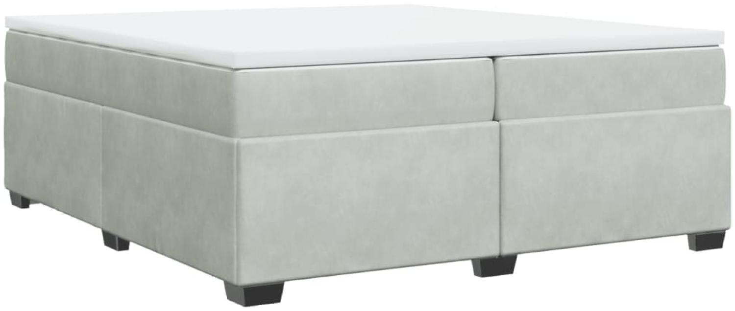 vidaXL Boxspringbett mit Matratze Hellgrau 200x200 cm Samt 3285305 Bild 1