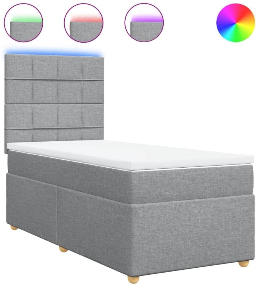 vidaXL Boxspringbett mit Matratze Hellgrau 100x200 cm Stoff 3293491 Bild 1