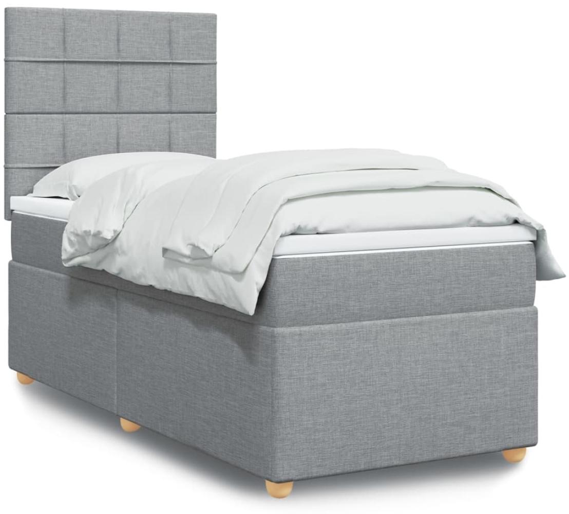 vidaXL Boxspringbett mit Matratze Hellgrau 100x200 cm Stoff 3293491 Bild 1