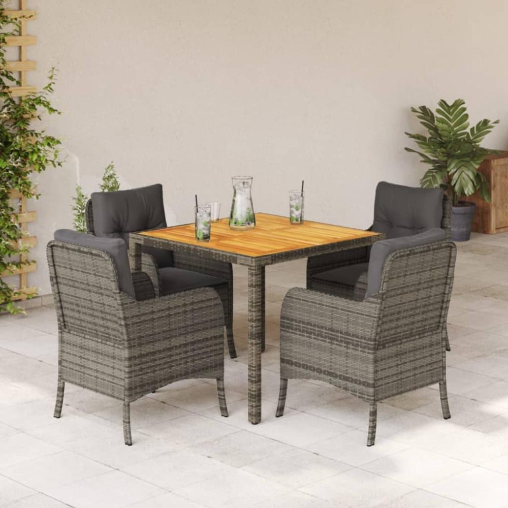 vidaXL 5-tlg. Garten-Essgruppe mit Kissen Grau Poly Rattan 3211873 Bild 1