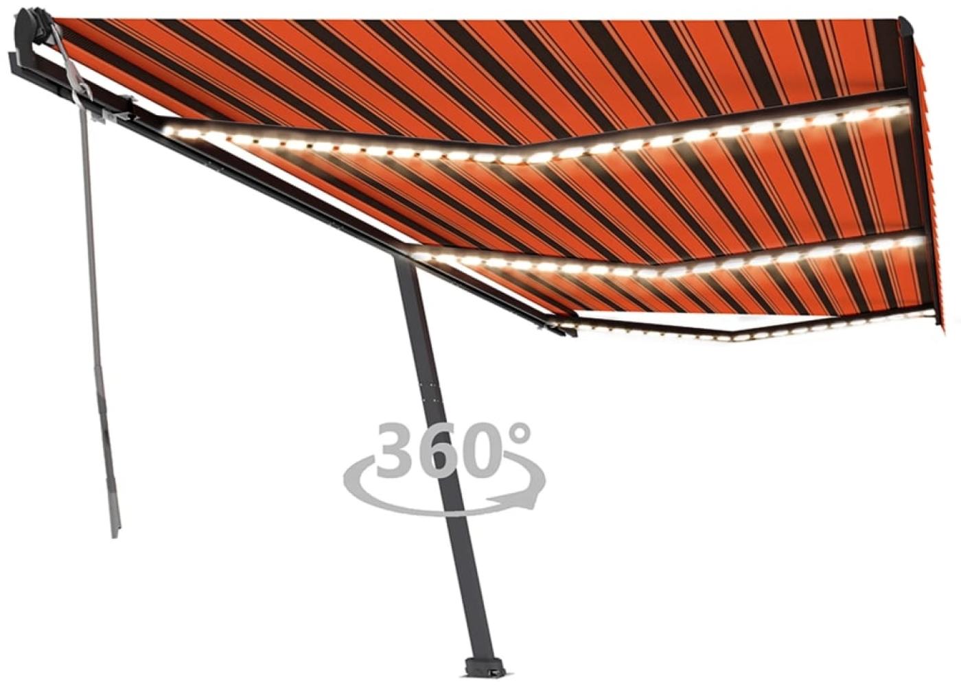 vidaXL Markise Manuell Einziehbar mit LED 600x350 cm Orange Braun 3069885 Bild 1