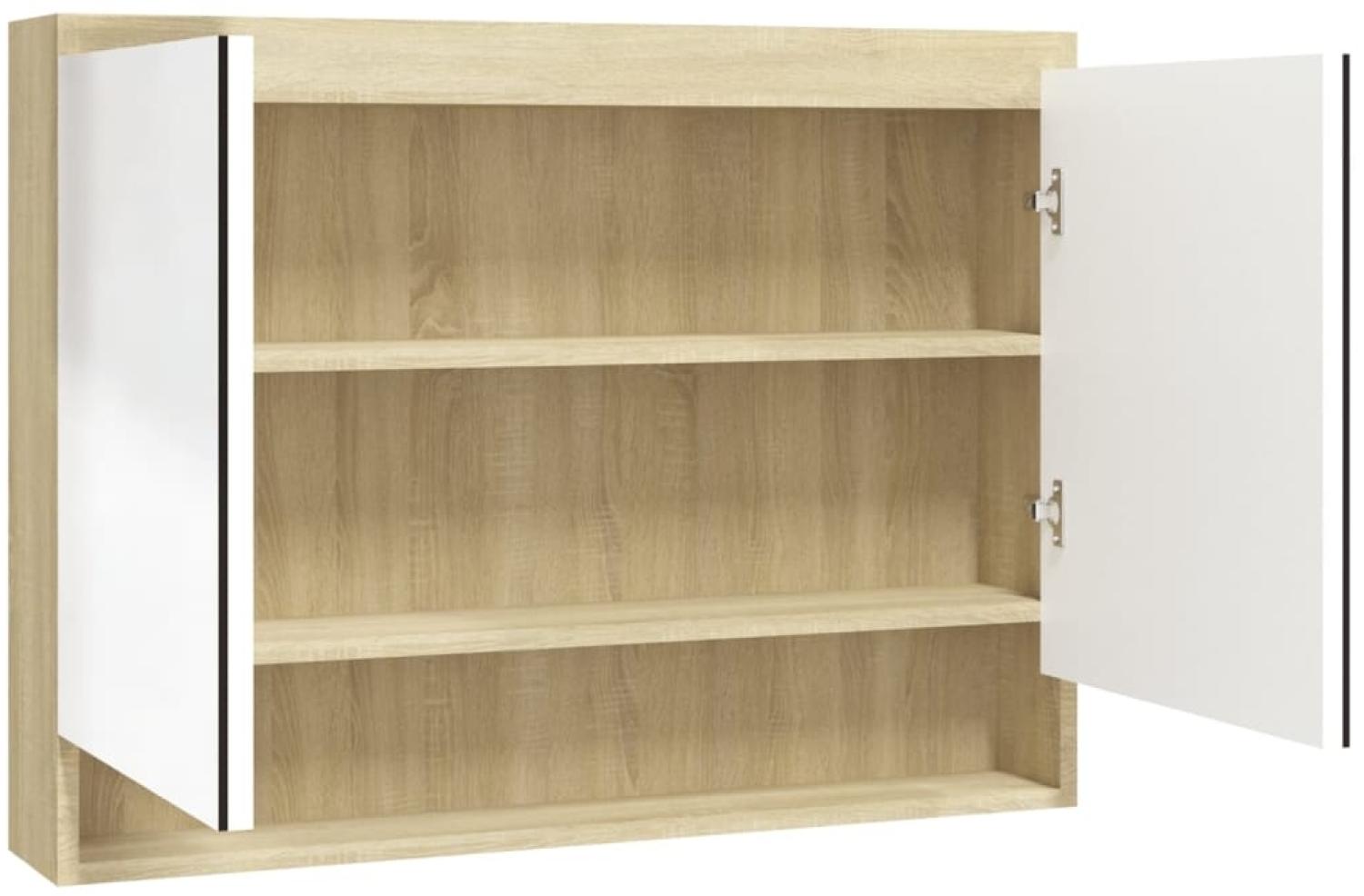 vidaXL Spiegelschrank fürs Bad 80x15x60 cm MDF Weiß und Eiche-Optik 331537 Bild 1