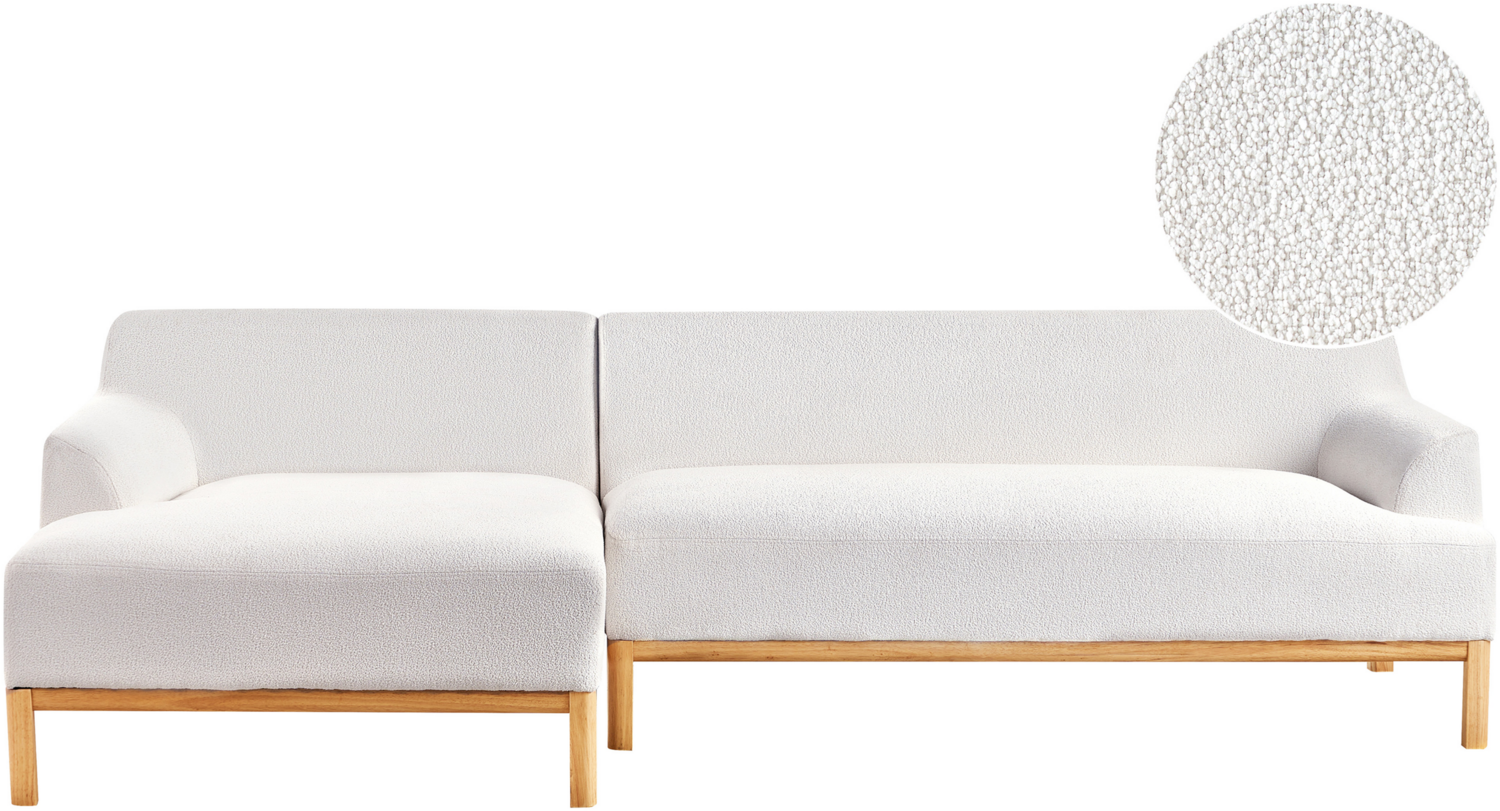 Rechtsseitiges Ecksofa SOSJO Bouclé Cremeweiß Rechtsseitig Bild 1
